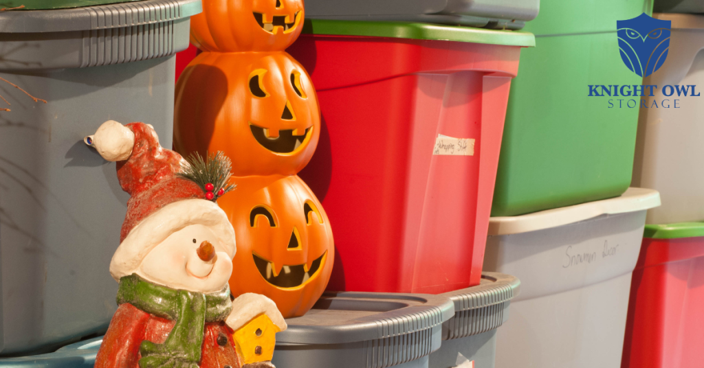 Holiday decorations stored in a clean storage unit at Knight Owl Storage on the Beltline in Mobile AL